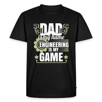 Dad Is My Name Engineering is My Game - Men's Premium Organic T-Shirt - black - Front - Nico (187cm)