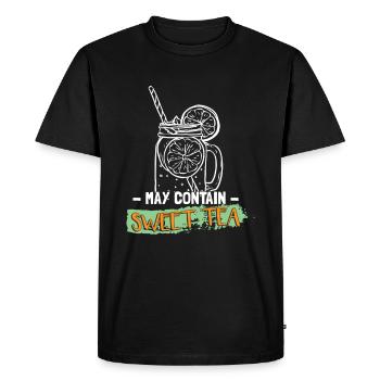 Peut contenir du thé sucré | Buveur de thé | Thé glacé - T-shirt Premium bio Homme - noir - Devant - Nico (187cm)