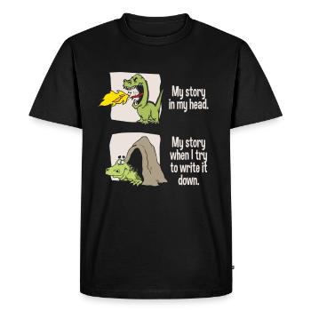 Drôle d’écriture Auteur Livre Romancier Roman - T-shirt Premium bio Homme - noir - Devant - Nico (187cm)