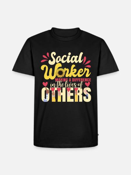 Social Worker Sunflower - Men's Premium Organic T-Shirt - black