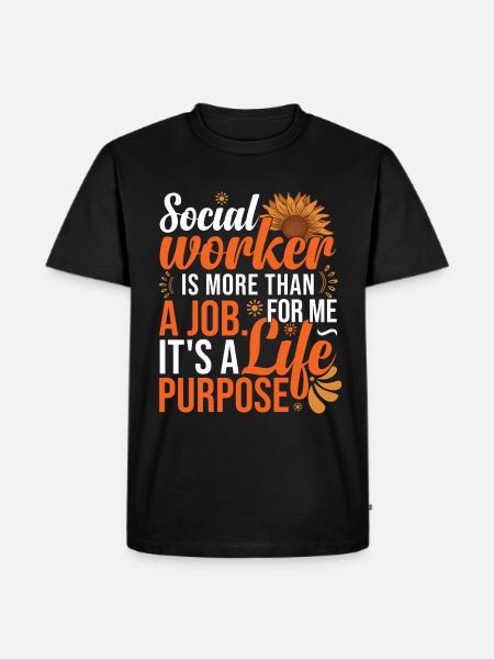 Social Worker Sunflower - Men's Premium Organic T-Shirt - black