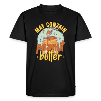 Kann Erdnussbutter enthalten - Männer Premium Bio T-Shirt - Schwarz - Vorne - Nico (187cm)