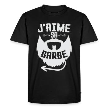 J'aime sa barbe - T-shirt Premium bio Homme - noir - Devant - Nico (187cm)