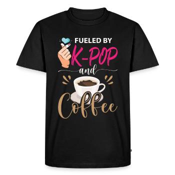 Alimenté par la K-Pop et le café - T-shirt Premium bio Homme - noir - Devant - Nico (187cm)