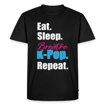Manger Sleep K-Pop Répéter - T-shirt Premium bio Homme - noir - Devant - Nico (187cm)