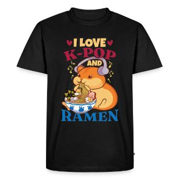 J’adore la K-Pop et les Ramen - T-shirt Premium bio Homme - noir - Devant - Nico (187cm)