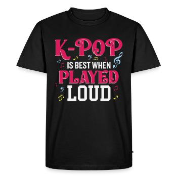 La K-pop est meilleure lorsqu’elle est jouée fort - T-shirt Premium bio Homme - noir - Devant - Nico (187cm)