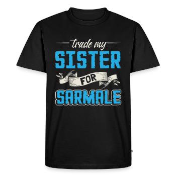Échangez ma sœur contre Sarmale - T-shirt Premium bio Homme - noir - Devant - Nico (187cm)