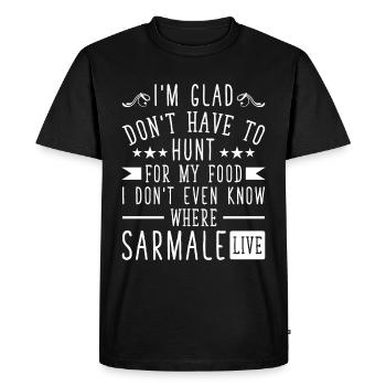 Je ne sais pas où habite Sarmale - T-shirt Premium bio Homme - noir - Devant - Nico (187cm)