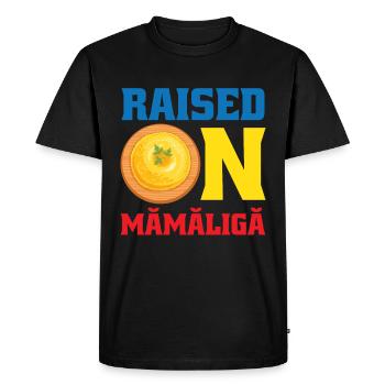 Drôle de cuisine roumaine Mamaliga - T-shirt Premium bio Homme - noir - Devant - Nico (187cm)