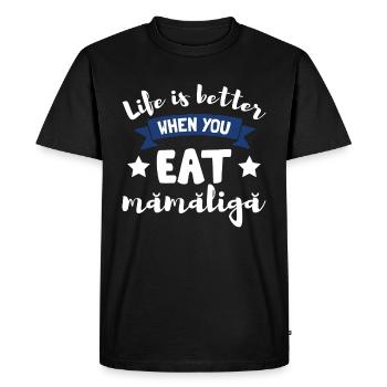 Drôle Mamaliga Roumanie - T-shirt Premium bio Homme - noir - Devant - Nico (187cm)