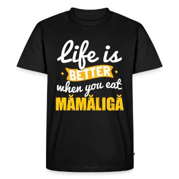 Mangez de la nourriture roumaine Mamaliga - T-shirt Premium bio Homme - noir - Devant - Nico (187cm)