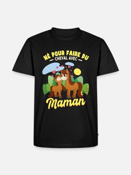 Cheval Avec Maman - T-shirt Premium bio Homme - noir