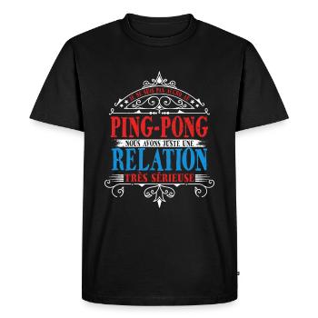 Joueur de ping-pong - T-shirt Premium bio Homme - noir - Devant - Nico (187cm)