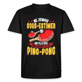 Fille Ping Pong Tennis De Table Pongiste - T-shirt Premium bio Homme - noir - Devant - Nico (187cm)