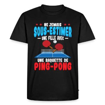 Une FIlle Avec Une Raquette De Ping Pong - T-shirt Premium bio Homme - noir - Devant - Nico (187cm)