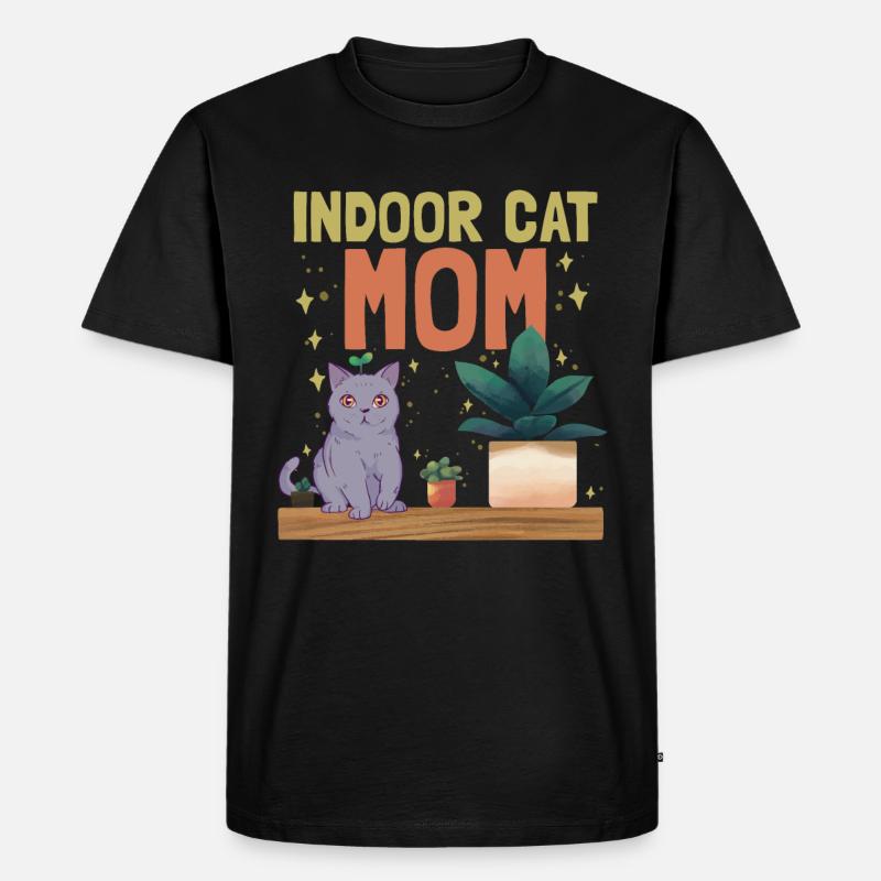 Indoor-Katzenmutter - Männer Premium Bio T-Shirt - Schwarz