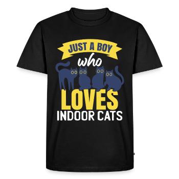 Drôles de chats d’intérieur pour garçons - T-shirt Premium bio Homme - noir - Devant - Nico (187cm)
