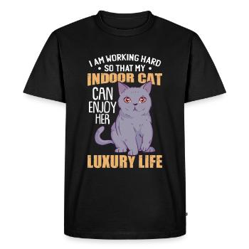 Drôle d’humour de chat d’intérieur - T-shirt Premium bio Homme - noir - Devant - Nico (187cm)