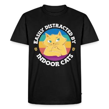 Facilement distrait par les chats d’intérieur - T-shirt Premium bio Homme - noir - Devant - Nico (187cm)