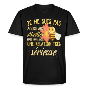 Abeille | Miel | Apiculture | Apicole - T-shirt Premium bio Homme - noir - Devant - Nico (187cm)