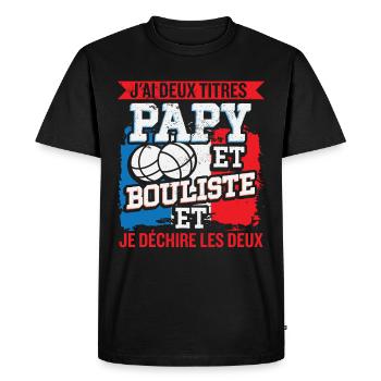 Papy Et Bouliste Pétanque Accessoire Boccia Cadeau - T-shirt Premium bio Homme - noir - Devant - Nico (187cm)