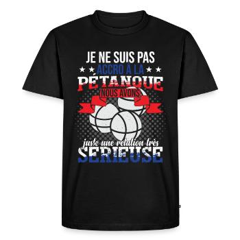 Pétanque Accessoire Boccia Cadeau Bouliste - T-shirt Premium bio Homme - noir - Devant - Nico (187cm)