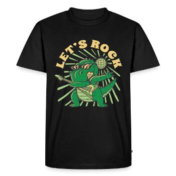 Funny Guitar Player T-Rex - Men's Premium Organic T-Shirt - black - Front - Nico (187cm)