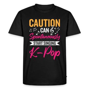 Can Spontaneously Start Singing K-Pop - Men's Premium Organic T-Shirt - black - Front - Nico (187cm)