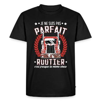 Camion | Camionneur | Poids Lourd | Routier - T-shirt Premium bio Homme - noir - Devant - Nico (187cm)