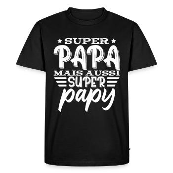 Super Papa Fête De Pére Papy - T-shirt Premium bio Homme - noir - Devant - Nico (187cm)