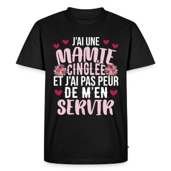 J'ai Une Mamie Cinglée - T-shirt Premium bio Homme - noir - Devant - Nico (187cm)