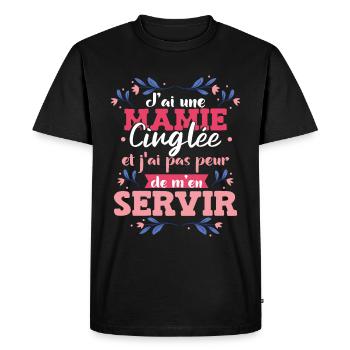 J'ai Une Mamie Cinglée Grand-Mère Fête Des Mères - T-shirt Premium bio Homme - noir - Devant - Nico (187cm)