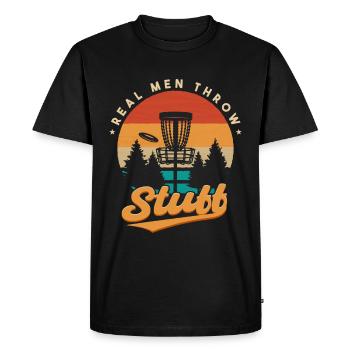 Real Men Throw Stuff - Men's Premium Organic T-Shirt - black - Front - Nico (187cm)