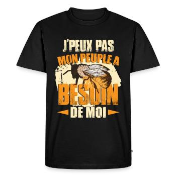 Mon Peuple Besoin De Moi - T-shirt Premium bio Homme - noir - Devant - Nico (187cm)