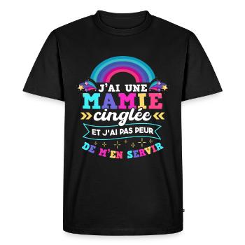 J'ai Une Mamie Cinglée Petite-Fille Enfant - T-shirt Premium bio Homme - noir - Devant - Nico (187cm)