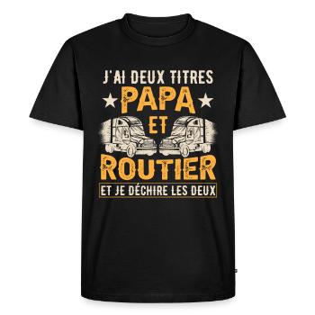 Papa Et Routier - T-shirt Premium bio Homme - noir - Devant - Nico (187cm)