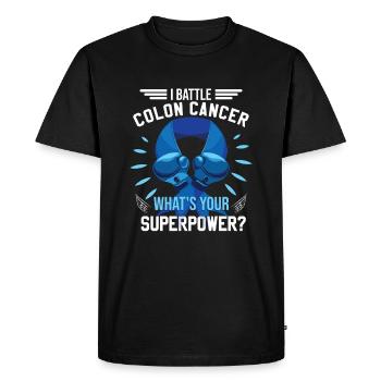 Je lutte contre le cancer du côlon - T-shirt Premium bio Homme - noir - Devant - Nico (187cm)
