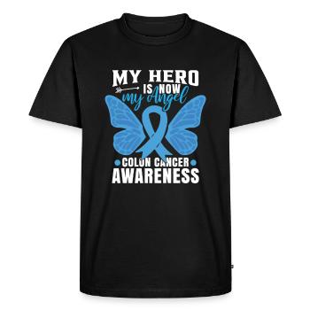Papillon de sensibilisation au cancer du côlon - T-shirt Premium bio Homme - noir - Devant - Nico (187cm)