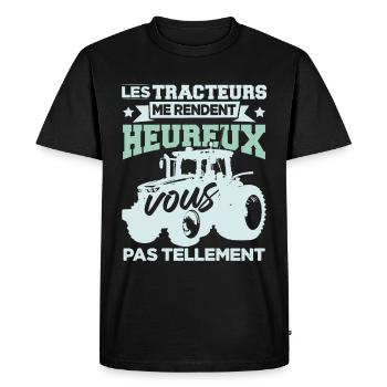 Tracteur Humour Agriculteur Paysan Fermier - T-shirt Premium bio Homme - noir - Devant - Nico (187cm)