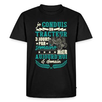 Agriculteur Paysan Fermier Tracteur - T-shirt Premium bio Homme - noir - Devant - Nico (187cm)