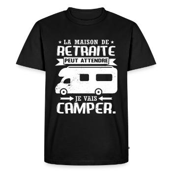 Retraite Camping-Car Humour - T-shirt Premium bio Homme - noir - Devant - Nico (187cm)