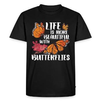 Monarch Butterfly - Men's Premium Organic T-Shirt - black - Front - Nico (187cm)