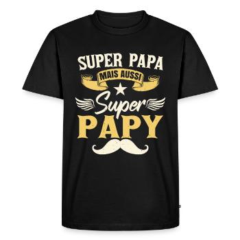 Papa Papy Grand-Père - T-shirt Premium bio Homme - noir - Devant - Nico (187cm)