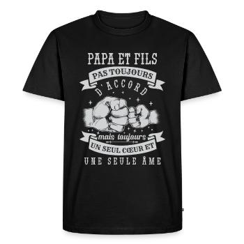 Papa Et Fils - T-shirt Premium bio Homme - noir - Devant - Nico (187cm)