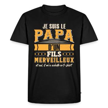 Papa D'Un Fils - T-shirt Premium bio Homme - noir - Devant - Nico (187cm)