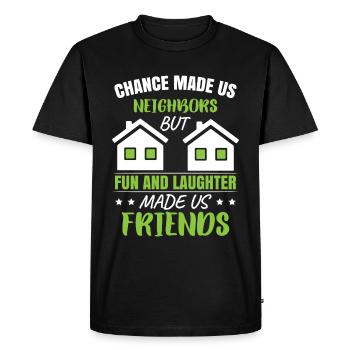 Der Zufall machte uns zu Nachbarn - Männer Premium Bio T-Shirt - Schwarz - Vorne - Nico (187cm)