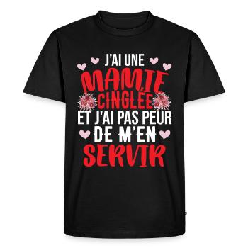 J'Ai Une Mamie Cinglée - T-shirt Premium bio Homme - noir - Devant - Nico (187cm)