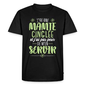 Mamie Humour Petite-Fille - T-shirt Premium bio Homme - noir - Devant - Nico (187cm)
