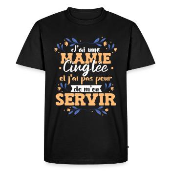 J'Ai Une Mamie Cinglée - T-shirt Premium bio Homme - noir - Devant - Nico (187cm)